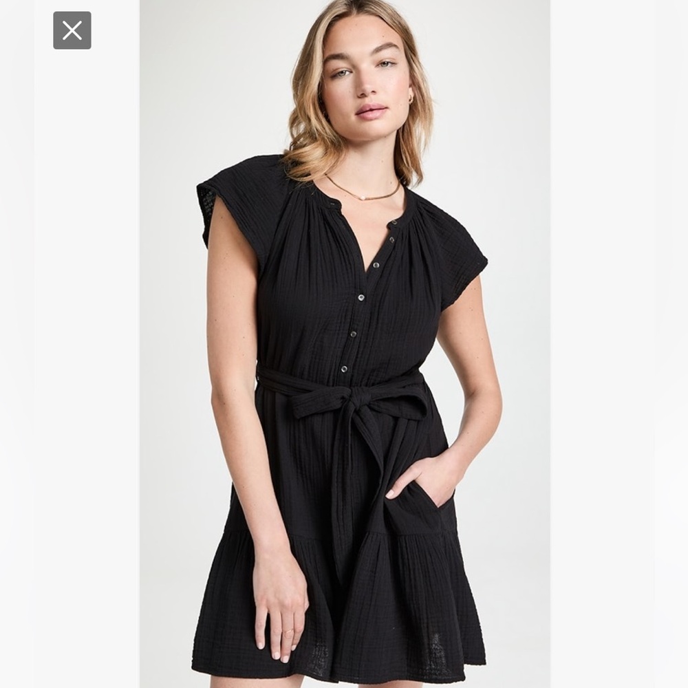 Xirena Sunset Black  Jude Slubbed Cotton Dress Size Xs
